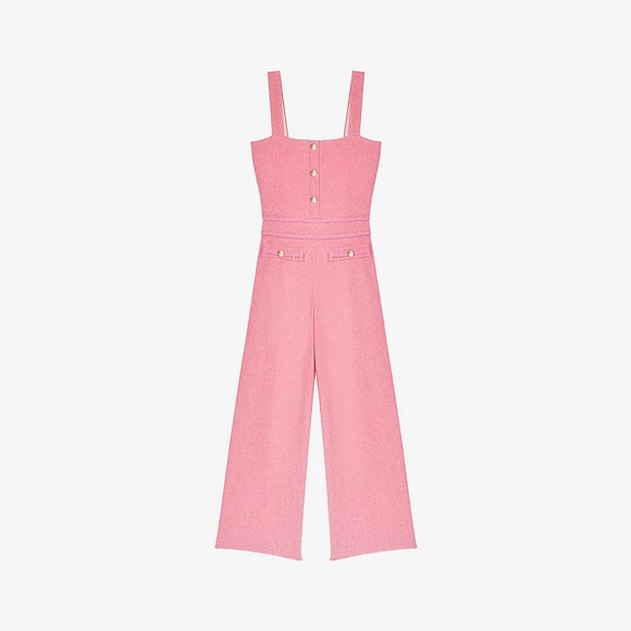 MAJE Buttoned Wide-Leg Tweed Jumpsuit - Picture 5 of 5